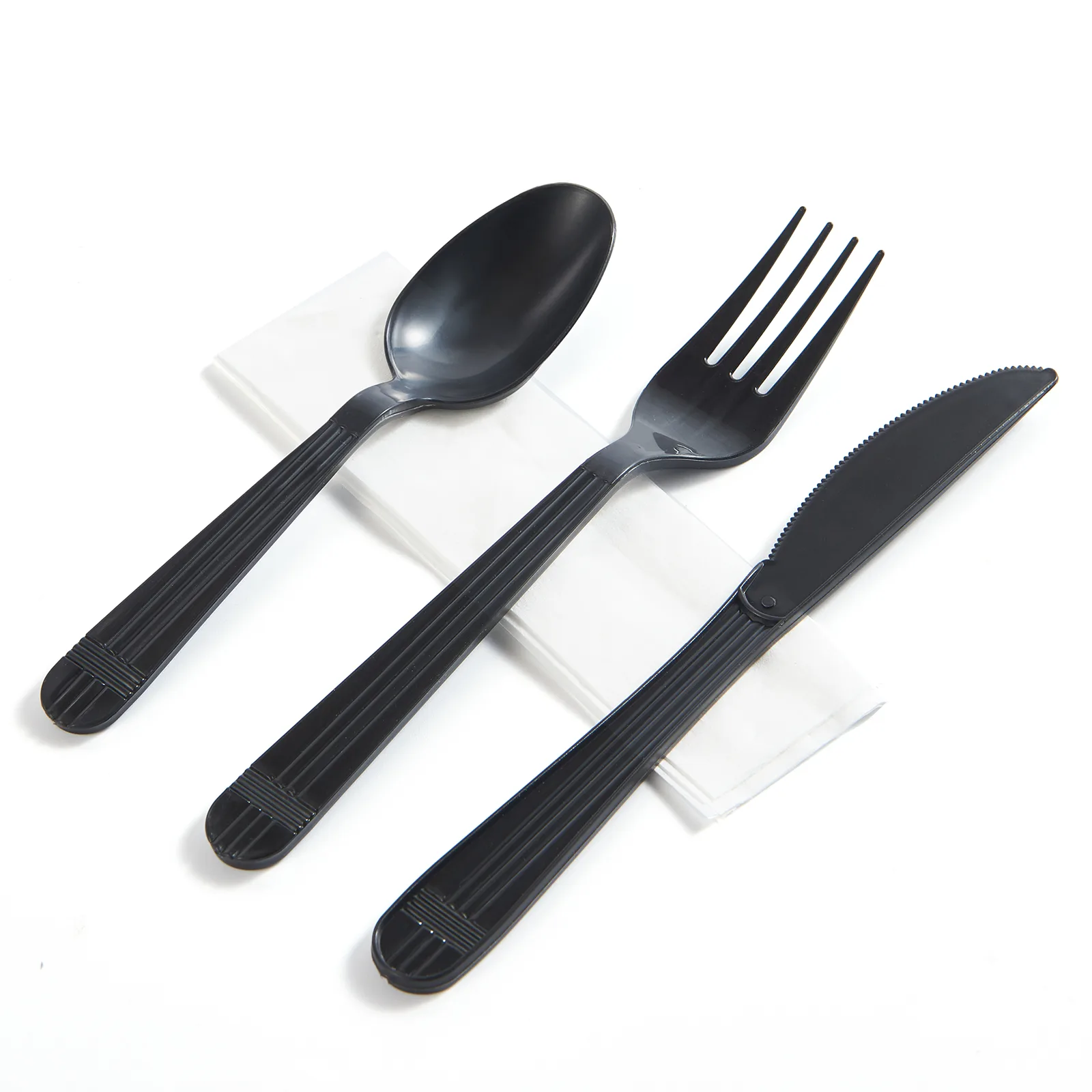 BIZCO Essentials 4-in-1 Heavy Weight Black Cutlery Kit - 500/Case