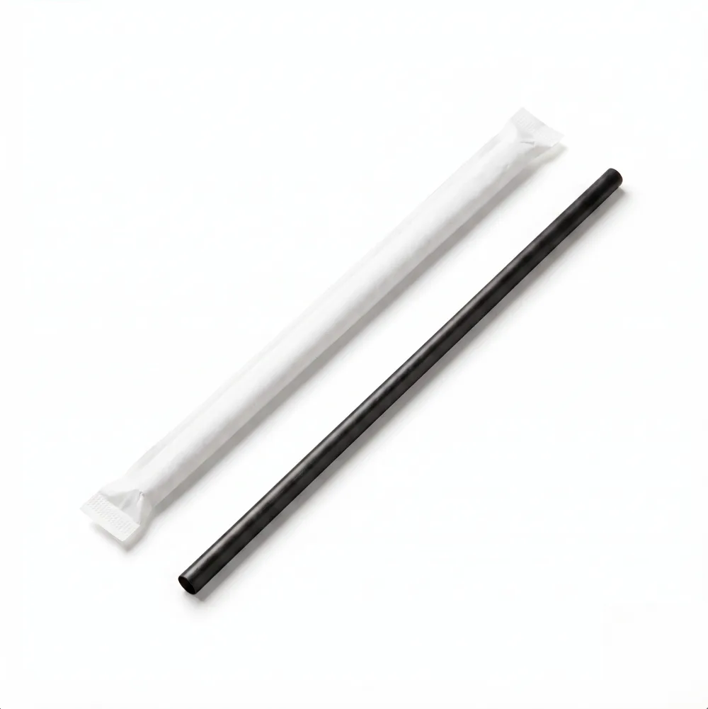 Individually Wrapped Black 7.75" Jumbo Straw