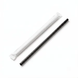 BIZCO Essentials 7.75" Black Jumbo Straw - Individually Wrapped