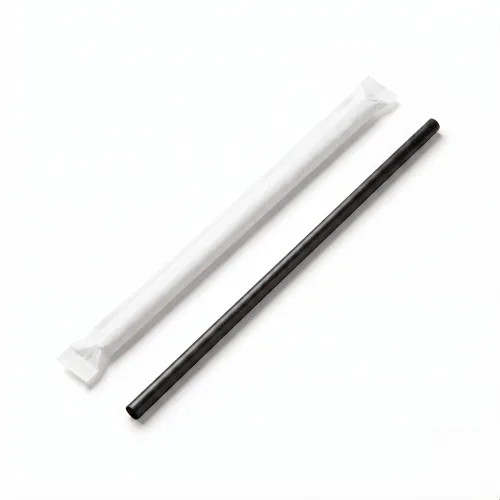 Individually Wrapped Black 7.75" Jumbo Straw