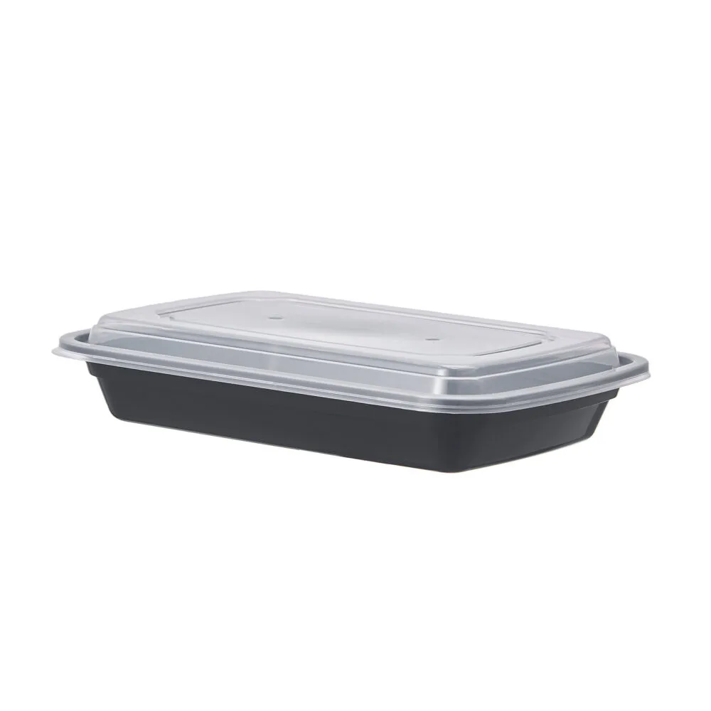 24 oz black microwavable takeout container