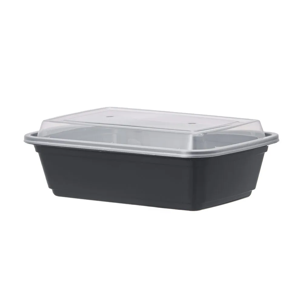 38 oz black microwavable takeout container