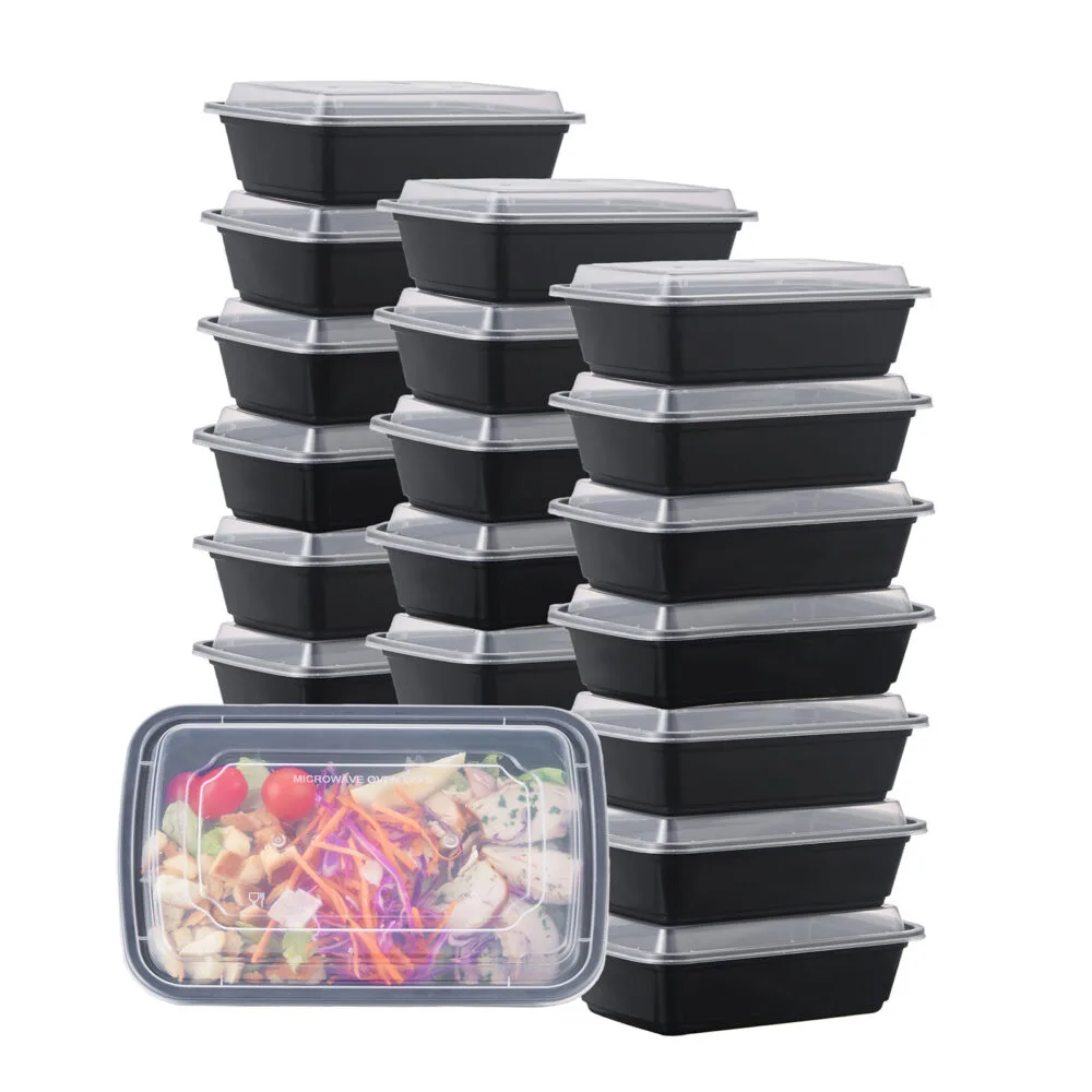 38 oz black microwavable takeout container bulk set
