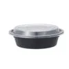 16 oz black round microwavable takeout container