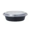 24 oz black round microwavable takeout container