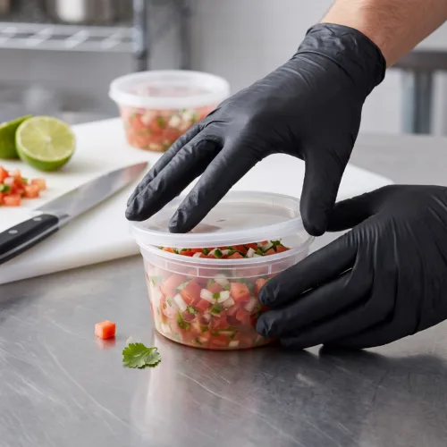 12 oz deli container holding pico de gallo