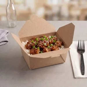 BIZCO Essentials Kraft Folded Paper Take-Out Container - 27 oz