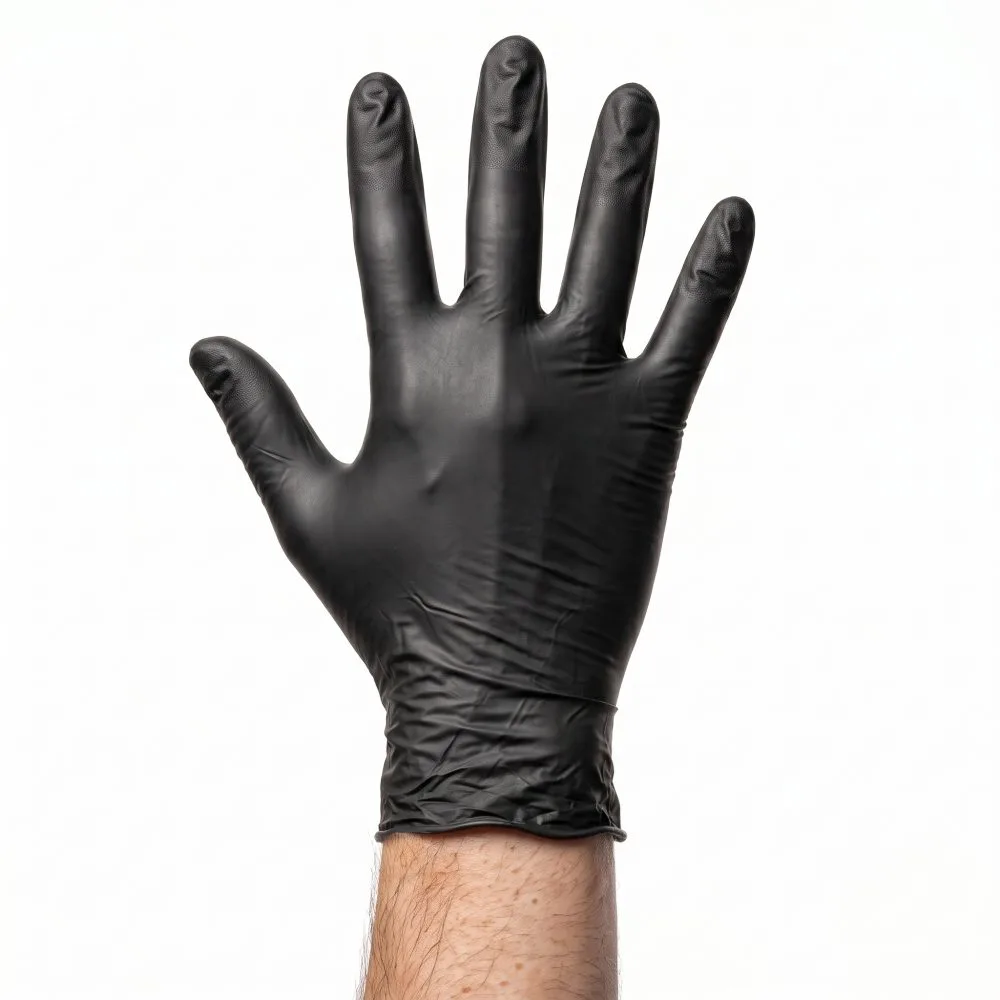 BIZCO Essentials Powder-Free Black Nitrile 4.3 Mil Textured Gloves