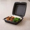 BIZCO Essentials Vented Black Mineral-Filled Plastic Hinged Take-Out Container