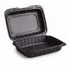 BIZCO Essentials Vented Black Mineral-Filled Plastic Hinged Take-Out Container