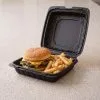 BIZCO Essentials Vented Black Mineral-Filled Plastic Hinged Take-Out Container