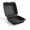 BIZCO Essentials Vented Black Mineral-Filled Plastic Hinged Take-Out Container