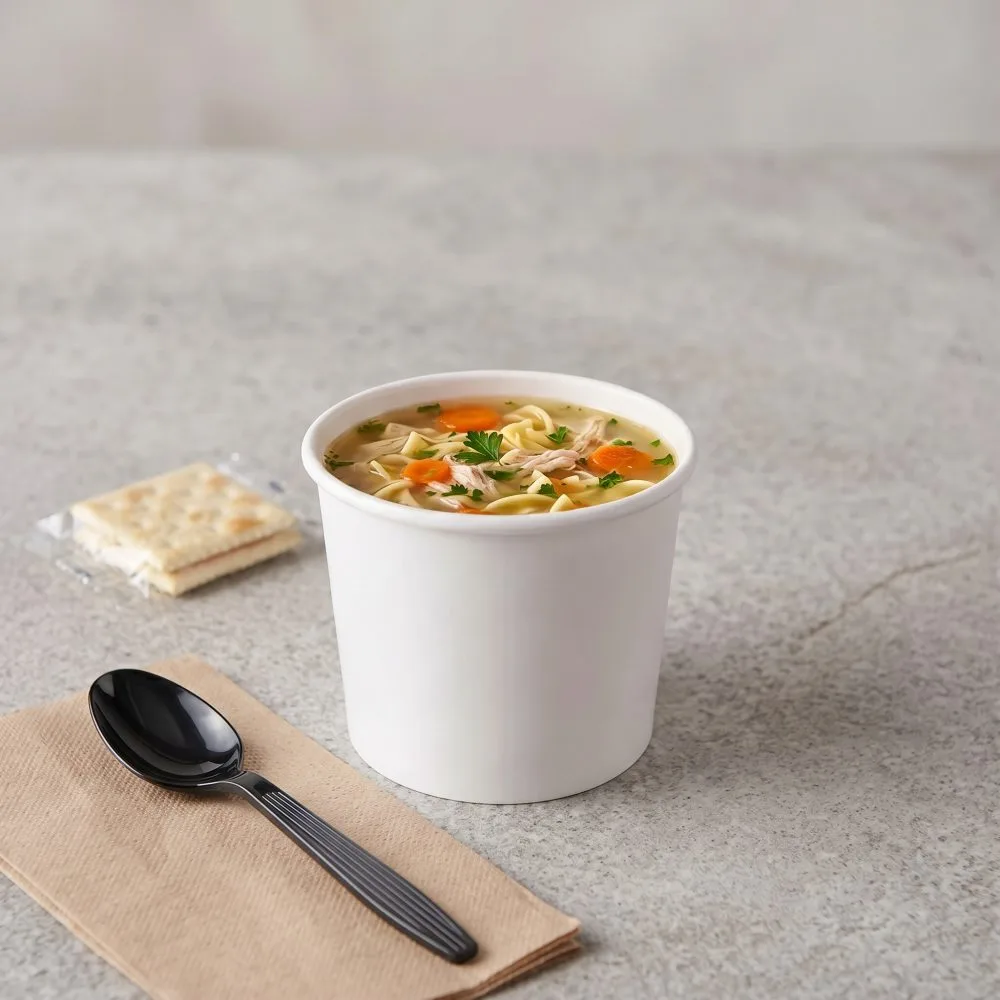 BIZCO Essentials White Double Poly-Coated Paper Soup & Food Cup - 1,000/Case