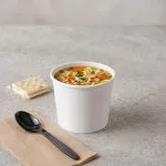 16 oz paper food cup holding soup