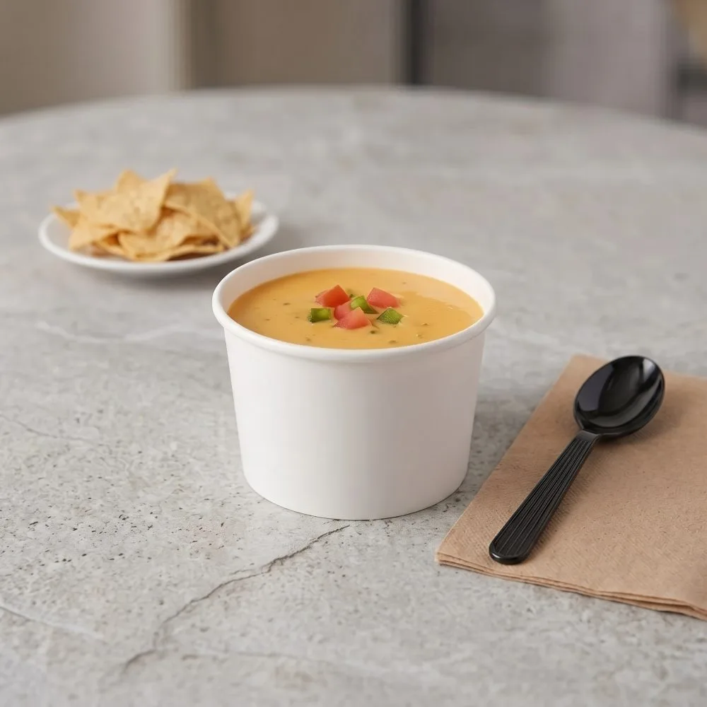BIZCO Essentials White Double Poly-Coated Paper Soup & Food Cup - 1,000/Case