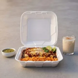 BIZCO Essentials White Foam Take Out Container - 9" x 9", 1-Compartment